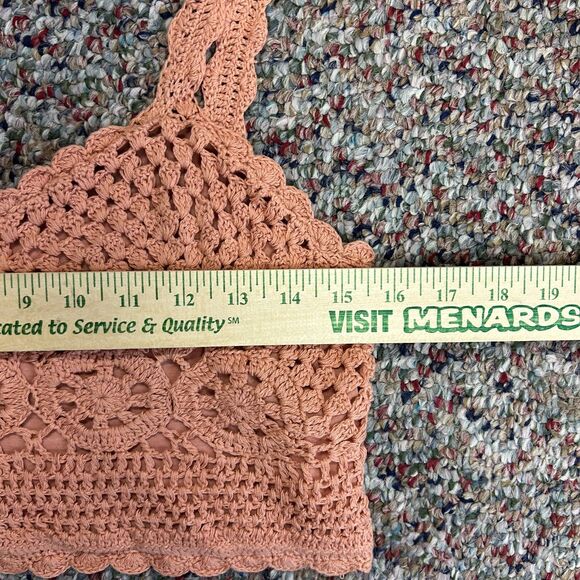 Taylor & Sage NWT Mauve Orange Crochet Cropped Back Button Bralette Top Size L - Picture 12 of 14